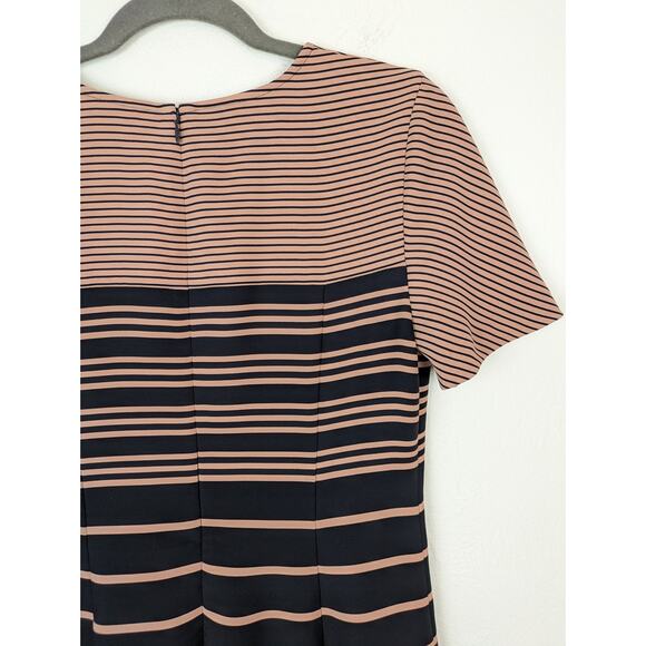 Ann Taylor Dress Fit Flare Ombre Striped Career Neutral Blue Pink Classic Size 8 - Picture 6 of 12